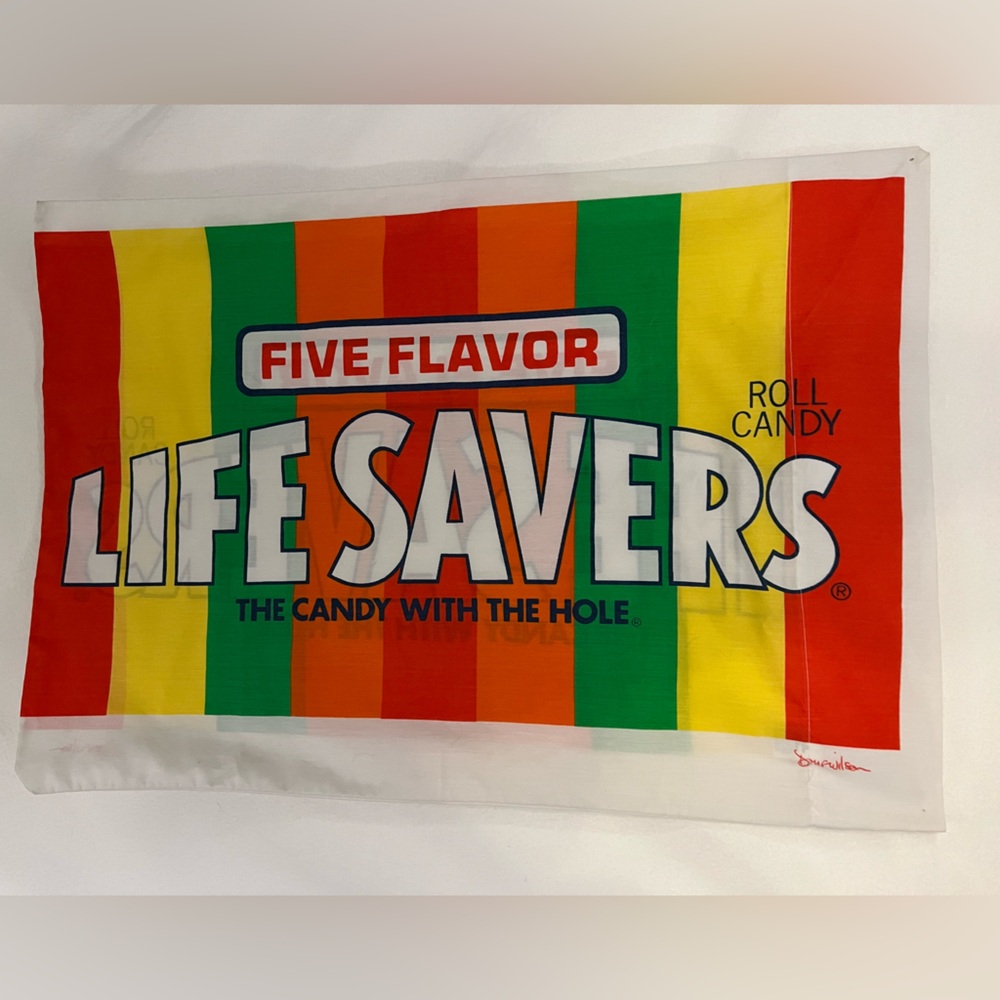 Vintage 80s Life Savers Standard Pillowcase Retro Novelty Kitschy Made In USA
